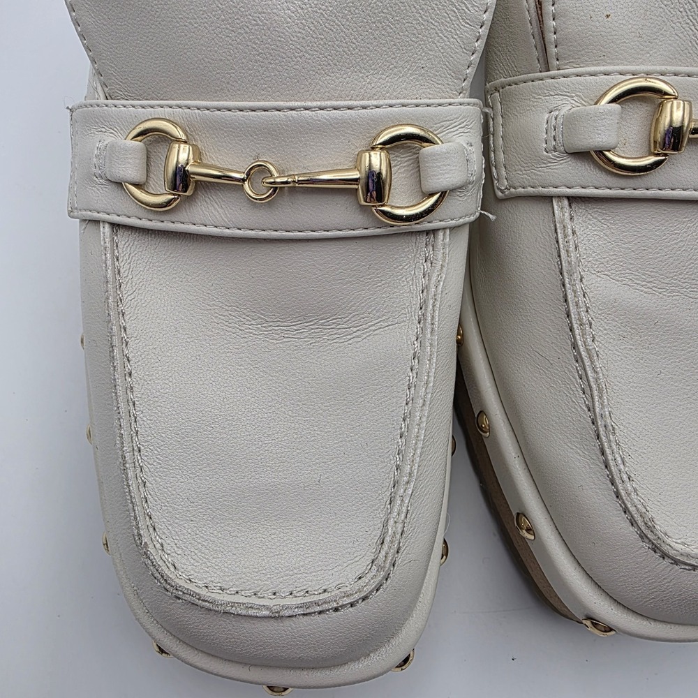 Madden Girl Clogs 9.5 Y2K Suzanne Platform  Mule Heels Ivory Bit Bridle Studded - Picture 5 of 13